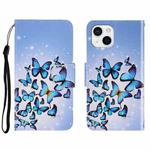 For iPhone 13 3D Colored Drawing Horizontal Flip Leather Phone Case(Multiple Butterflies)