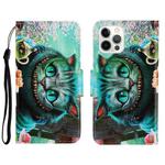 For iPhone 13 Pro 3D Colored Drawing Horizontal Flip Leather Phone Case (Green Eyes)