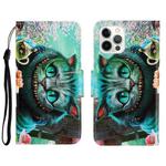 For iPhone 13 Pro Max 3D Colored Drawing Horizontal Flip Leather Phone Case (Green Eyes)