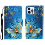 For iPhone 13 Pro Max 3D Colored Drawing Horizontal Flip Leather Phone Case (Jade Butterfly)