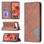 For Google Pixel 6 Prismatic Invisible Magnetic Horizontal Flip Phone Leather Case with Holder & Card Slots & Photo Frame(Brown)