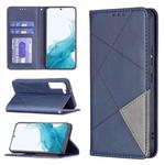 For Samsung Galaxy S22 5G Prismatic Invisible Magnetic Horizontal Flip Phone Leather Case with Holder & Card Slots & Photo Frame(Blue)