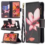 For Google Pixel 6 Colored Drawing Pattern Zipper Horizontal Flip Phone Leather Case with Holder & Card Slots & Wallet(Lotus)
