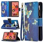 For Google Pixel 6 Colored Drawing Pattern Zipper Horizontal Flip Phone Leather Case with Holder & Card Slots & Wallet(Gold Butterfly)