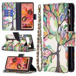 For Google Pixel 6 Colored Drawing Pattern Zipper Horizontal Flip Phone Leather Case with Holder & Card Slots & Wallet(Tree)
