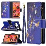 For Google Pixel 6 Colored Drawing Pattern Zipper Horizontal Flip Phone Leather Case with Holder & Card Slots & Wallet(Purple Butterfly)