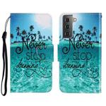 For Samsung Galaxy S22 5G 3D Colored Drawing Horizontal Flip Leather Phone Case(Blue Coconut Grove)