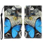 For Samsung Galaxy S22 5G 3D Colored Drawing Horizontal Flip Leather Phone Case(A Butterfly)