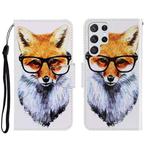 For Samsung Galaxy S22 Ultra 5G 3D Colored Drawing Horizontal Flip Leather Phone Case(Fox)