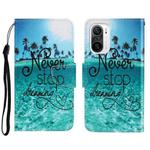 For Xiaomi Redmi K40 3D Colored Drawing Horizontal Flip Leather Phone Case(Blue Coconut Grove)