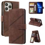 For iPhone 13 Pro Max Skin Feel Horizontal Flip Leather Phone Case (Brown)