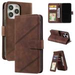 For iPhone 13 Pro Skin Feel Horizontal Flip Leather Phone Case (Brown)