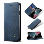 For Samsung Galaxy S22 Ultra 5G Denim Texture Casual Style Horizontal Flip Leather Case with Holder & Card Slots & Wallet(Blue)