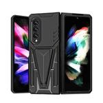 For Samsung Galaxy Z Fold3 5G Super V Armor PC + TPU Shockproof Phone Case with Invisible Holder(Black)