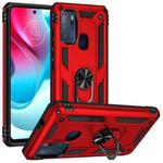 For Motorola Moto G60s Shockproof TPU + PC Phone Case with 360 Degree Rotating Holder(Red)