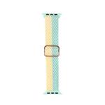 Adjustable Striped Woven Nylon Strap Watch Band For Apple Watch Series 8&7 41mm / SE 2&6&SE&5&4 40mm / 3&2&1 38mm(Pink Green)