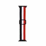 Adjustable Striped Woven Nylon Strap Watch Band For Apple Watch Series 8&7 41mm / SE 2&6&SE&5&4 40mm / 3&2&1 38mm(Black Red White)