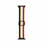 Adjustable Striped Woven Nylon Strap Watch Band For Apple Watch Series 8&7 41mm / SE 2&6&SE&5&4 40mm / 3&2&1 38mm(Black Yellow White Red)