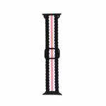 Adjustable Striped Woven Nylon Strap Watch Band For Apple Watch Ultra 49mm / Series 8&7 45mm / SE 2&6&SE&5&4 44mm / 3&2&1 42mm(Black White Pink)