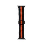 Adjustable Striped Woven Nylon Strap Watch Band For Apple Watch Ultra 49mm&Watch Ultra 2 49mm / Series 9&8&7 45mm / SE 3&SE 2&6&SE&5&4 44mm / 3&2&1 42mm(Black Orange)