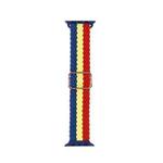 Adjustable Striped Woven Nylon Strap Watch Band For Apple Watch Ultra 49mm / Series 8&7 45mm / SE 2&6&SE&5&4 44mm / 3&2&1 42mm(Blue Yellow Red)