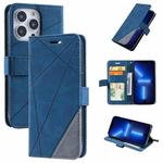 For iPhone 13 Pro Max Skin Feel Splicing Horizontal Flip Leather Phone Case (Blue)