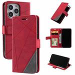 For iPhone 13 Pro Skin Feel Splicing Horizontal Flip Leather Phone Case (Red)