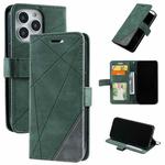 For iPhone 13 Pro Skin Feel Splicing Horizontal Flip Leather Phone Case (Green)