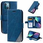 For iPhone 13 mini Skin Feel Splicing Horizontal Flip Leather Phone Case (Blue)
