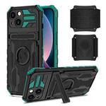 For iPhone 13 Kickstand Detachable Armband Phone Case(Deep Green)