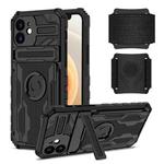 For iPhone 12 Kickstand Detachable Armband Phone Case(Black)