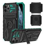 For iPhone 11 Pro Kickstand Detachable Armband Phone Case (Deep Green)