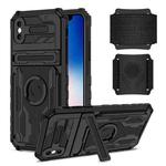 For iPhone X / XS Kickstand Detachable Armband Phone Case(Black)