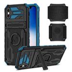 For iPhone X / XS Kickstand Detachable Armband Phone Case(Blue)