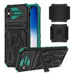 For iPhone X / XS Kickstand Detachable Armband Phone Case(Deep Green)