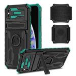 For iPhone XS Max Kickstand Detachable Armband Phone Case(Deep Green)