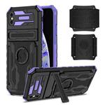 For iPhone XS Max Kickstand Detachable Armband Phone Case(Purple)