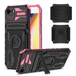For iPhone SE 2022 / SE 2020 / 8 / 7 Kickstand Detachable Armband Phone Case(Pink)