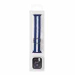 Adjustable Striped Woven Nylon Watch Band + Watch Case Set For Apple Watch Series 7 45mm/6&SE&5&4 44mm/3&2&1 42mm(Blue White)