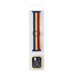 Adjustable Striped Woven Nylon Watch Band + Watch Case Set For Apple Watch Series 7 45mm/6&SE&5&4 44mm/3&2&1 42mm(Blue Yellow Red)