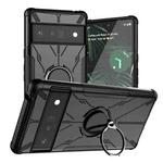 For Google Pixel 6 Pro Armor Bear Shockproof PC + TPU Phone Case with Ring Holder(Black)