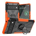 For Google Pixel 6 Pro Armor Bear Shockproof PC + TPU Phone Case with Ring Holder(Orange)