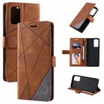 For Samsung Galaxy A03s EU Version Skin Feel Splicing Horizontal Flip Leather Phone Case(Brown)