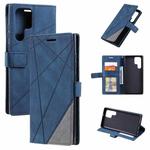 For Samsung Galaxy S22 Ultra 5G Skin Feel Splicing Horizontal Flip Leather Phone Case(Blue)