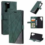 For Samsung Galaxy S22 Ultra 5G Skin Feel Splicing Horizontal Flip Leather Phone Case(Green)