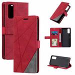 For vivo Y20 / Y20 2021 / Y20s Skin Feel Splicing Horizontal Flip Leather Phone Case(Red)
