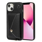 For iPhone 13 Crossbody Wallet Card Bag Phone Case(Black)
