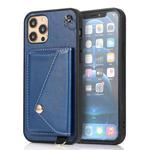 For iPhone 12 / 12 Pro Crossbody Wallet Card Bag Phone Case(Blue)