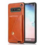 For Samsung Galaxy S10+ Crossbody Wallet Card Bag Phone Case(Orange)