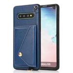 For Samsung Galaxy S10+ Crossbody Wallet Card Bag Phone Case(Blue)